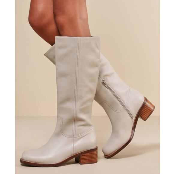 Seychelles Sand In My Boots Off White Leather Knee-High Boots - Picture 1 of 7